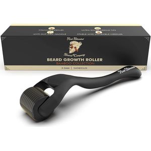 Red-Blooded Beard Roller | 540x 0,5mm Titanium Naalden | Dermaroller Voor Mannen | Mat Zwarte Baardroller | Stimuleer Baard En Haargroei | Microneedle-dermaroller