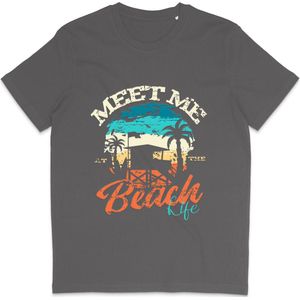 Dames Heren T Shirt - Beach Life - Zomer - Grijs - S