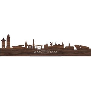 Standing Skyline Amsterdam Notenhout - 40 cm - Woon decoratie om neer te zetten en om op te hangen - Meer steden beschikbaar - Cadeau voor hem - Cadeau voor haar - Jubileum - Verjaardag - Housewarming - Aandenken aan stad - WoodWideCities