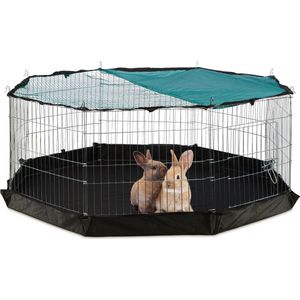 Relaxdays konijnenren - met bodem - cavia ren - buitenren - puppy ren - afdeknet - binnen
