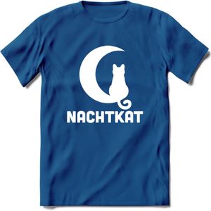 Nachtkat- Katten T-Shirt Kleding Cadeau | Dames - Heren - Unisex | Kat / Dieren shirt | Grappig Verjaardag kado | Tshirt Met Print | - Donker Blauw - L