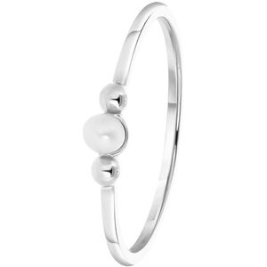 Lucardi Dames Ring zoetwaterparel - Ring - Cadeau - Echt Zilver - Zilverkleurig