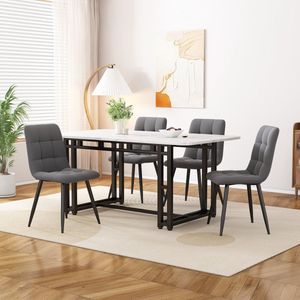 Sweiko 120x70cm zwarte eettafel met 4-stoelen set, moderne keuken eettafel set, donker grijs fluweel eetkamer stoelen, zwart ijzeren been tafel