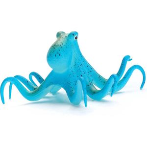 Nobleza Fluorescerende octopus aan draad - Aquariumdecoratie - Aquariuminrichting - Aquariumornament - Dierlijk ornament aquarium - Octopus voor aquarium - Rubber - Blauw