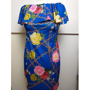 Dames jurk gebloemd motief blauw M/L strandjurk