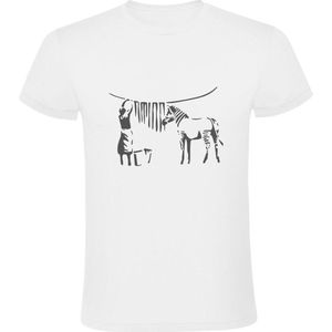 Waslijn en zebra Heren T-shirt | kunst | dieren | was | patroon | grappig