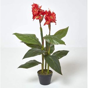 kunstmatige bloemenbuis met rode bloemen, decoratieve kunstplant in pot, indoor plant, Canna, 90 cm