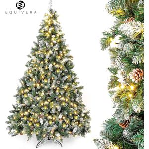 Equivera Kerstboom met Verlichting en Sneeuw - Kerstboom - Kerstboom met Sneeuw - Kerstboom met Verlichting