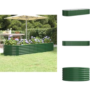 vidaXL Plantenbak - Plantenbakken - Bloembak - Kweekbak - Plantenbak 224x80x36 cm gepoedercoat staal groen