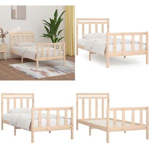 vidaXL Bedframe massief grenenhout 100x200 cm - Bedframe - Bedframes - Massief Houten Bed - Eenpersoonsbed