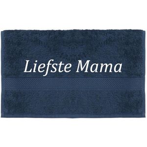 Handdoek - Liefste Mama - 100x50cm - Donker blauw - Moederdag