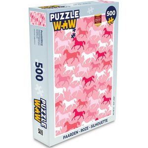 Puzzel Paarden - Roze - Silhouette - Meisjes - Kinderen - Meiden - Legpuzzel - Puzzel 500 stukjes