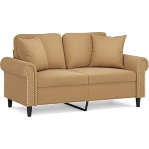 vidaXL - Tweezitsbank - met - sierkussens - 120 - cm - fluweel - bruin
