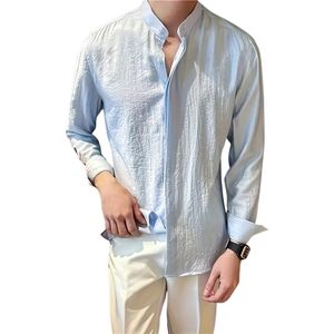 Livano Linnen Blouse Heren - t shirt - Polo - Overhemd - Shirt - Zomer - Ibiza Stijl - Lichtblauw - Maat XS