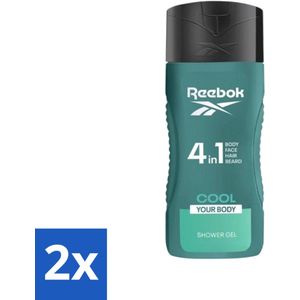 Reebok - Cool Your Body - Douchegel - 4 in 1 - 400 ml - Voordeelverpakking - 2 stuks