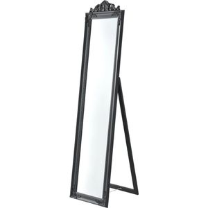 Vrijstaande spiegel Jude - Met Barok Lijst - Verstelbaar - 160x40 cm - Donkergrijs - Eucalyptushout - Luxe Look