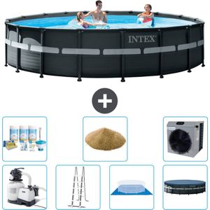Intex Rond Ultra XTR Frame Zwembad - 549 x 132 cm - Inclusief Pomp - Ladder - Grondzeil - Afdekzeil Onderhoudspakket - Filterzand - Warmtepomp