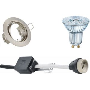 LED Spot Set - OSRAM Parathom PAR16 940 36D - GU10 Fitting - Dimbaar - Inbouw Rond - Mat Nikkel - 3.7W - Natuurlijk Wit 4000K - Kantelbaar Ø83mm