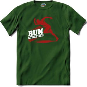 Run Athletics | Hardlopen - Rennen - Sporten - T-Shirt - Unisex - Bottle Groen - Maat 4XL