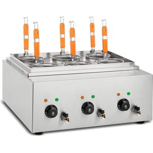 Elektrische Pastakoker - RVS - 3 Kookvaten - 6 Liter - 6 Pastamanden
