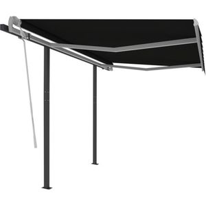 vidaXL - Luifel - automatisch - uittrekbaar - met - palen - 3x2,5 - m - antracietkleur
