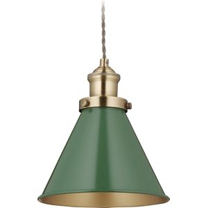 Relaxdays hanglamp industrieel - retro pendellamp - ronde eettafellamp - metalen lamp hal - groen