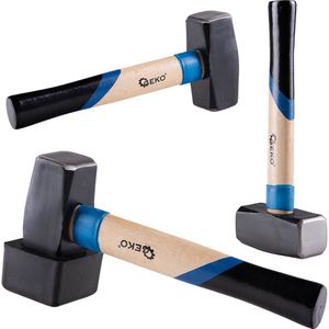 GEKO Paving hamer - 2000g - Rubberen bescherming - Ergonomische houten greep