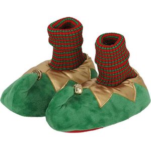 Kerstsloffen kids - Elfthema - Groen - Maat 29/30 - kerst pantoffels - kerst sloffen - Sloffen jongens - Sloffen meisjes