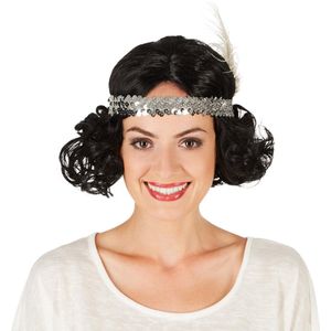 dressforfun - Vrouwenpruik charleston met hoofdband - verkleedkleding kostuum halloween verkleden feestkleding carnavalskleding carnaval feestkledij partykleding - 301105