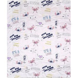 Disney Stitch en Angel - Wit en roze dekentje voor kinderen 120x150 cm OEKO-TEX
