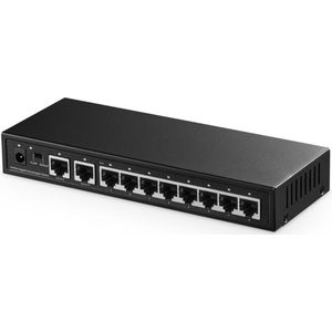 Netwerk Switch - 8 Poorten 100/1000Mbps - Internet Splitter - Plug en Play - 2 Gigabyte Uplink - Ethernet - Voor Internetkabel