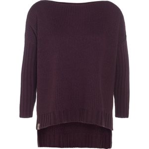 Knit Factory Kylie Gebreide Dames Trui - Trui dames winter - Pullover dames - lange mouw - Wintertrui - Damestrui - Boothals - Aubergine - Paars - 36/44