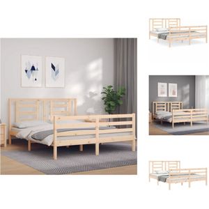 vidaXL Massief Grenenhouten Bedframe - Praktisch en Decoratief - Multiplex Lattenbodem - Functioneel Hoofd- en Voeteneinde - 205.5 x 165.5 x 100 cm - Geschikt voor 160 x 200 cm Matras - Montage vereist - vidaXL - Bed