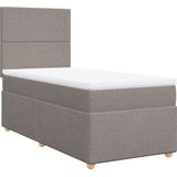 vidaXL - Boxspring - met - matras - stof - taupe - 100x200 - cm