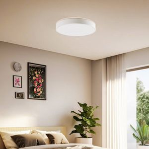 Lindby - Slimme plafondlamp- met dimmer - 1licht - Plastic, metaal - H: 7.5 cm - wit - Inclusief lichtbron
