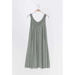 Dames midi jurk Chana-effen kaki groen-maat L/XL-strandjurk