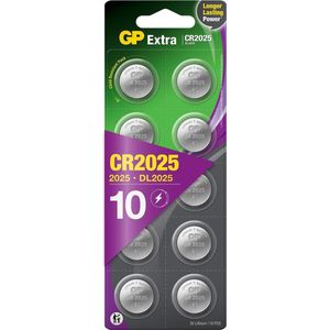 GP Extra Lithium CR2025 - batterijen CR2025 3V knoopcel batterij - 10 stuks