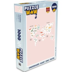 Puzzel Kinderkamer - Kaart - Dino - Pastel - Legpuzzel - Puzzel 1000 stukjes volwassenen