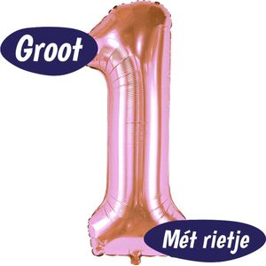 Cijfer Ballonnen - Ballon Cijfer 1 - 70cm Rosé goud - Folie - Opblaas Cijfers - Verjaardag - 1 Jaar, 16 Jaar, 18 Jaar, 21 Jaar - Versiering