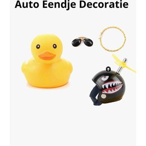 Waledano® Auto Eendje Decoratie - Geschikt voor Auto -Motor - Fiets -Decoratie - speelgoed- accessoires - bad eendjes met Helm, Zonnebril en metalen Ketting