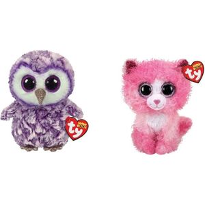 Ty - Knuffel - Beanie Boo's - Moonlight Owl & Reagan Cat