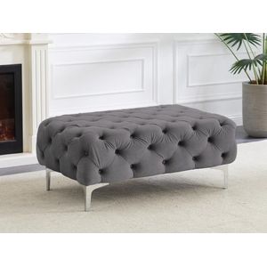 Chesterfield-poef van antracietgrijs velours EDWINA L 103 cm x H 44 cm x D 62 cm