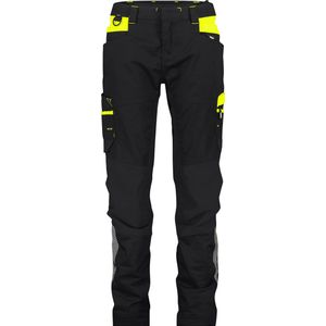 DASSY® Hong Kong Women Werkbroek met stretch voor dames - maat 38 - ZWART/FLUOGEEL