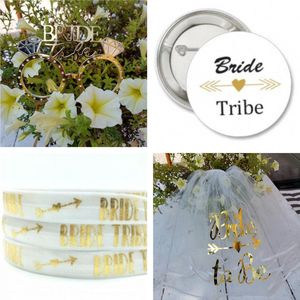 22-delige vrijgezellenfeest set Bride to Be en Bride Tribe - bride to be - sluier - button - armband - team bride