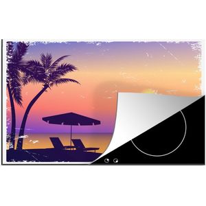 KitchenYeah® Inductie beschermer 78x52 cm - Strand - Stoel - Parasol - Nacht - Kookplaataccessoires - Afdekplaat voor kookplaat - Inductiebeschermer - Inductiemat - Inductieplaat mat