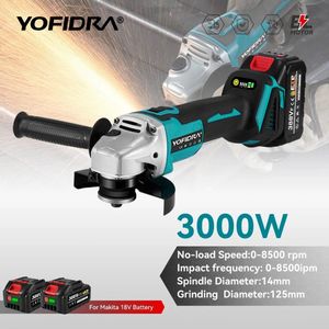 Krachtige Haakse Slijper - Draadloos - Borstelloze motor - 125mm Slijpmachine - 4 Snelheden - 2 batterijen – 8500 RPM – Voor Snijden, Slijpen en Polijsten van Metaal, Hout en Steen – Compact - Lichtgewicht