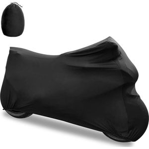 Indoor motorhoes - elastische stretchstof - ademend - UV-bescherming - stofbescherming - garage - 355 x 104 x 122 cm - zwart Motorhoes