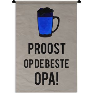 Wandkleed Vaderdag - Vaderdag cadeaus voor opa's met tekst - Proost op de beste opa! Wandkleed katoen 60x90 cm - Wandtapijt met foto