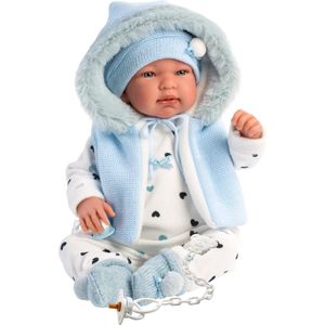 Llorens soft body babypop met geluid blauwe kleding en speen 44 cm