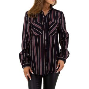 Glo-Story luchtige blouse streep patroon zwart S/36